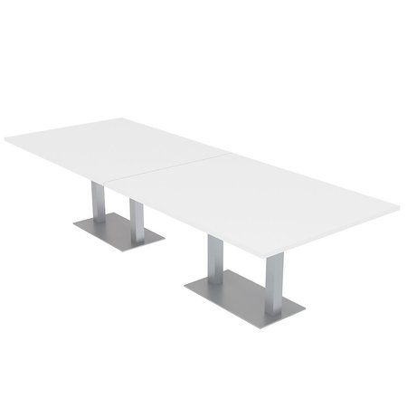 SKUTCHI DESIGNS 12 Person Rectangular Conference Table, Modular Table, Harmony Series, 12Ft, White HAR-REC-48x143-DOU-XD09